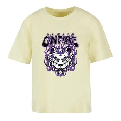 Dames T-shirt Always On Fire Tee, casual T-shirt met print op de voorkant, regular fit, katoen, maten XS 5XL, Softyellow, XL Dames T-shirt Always On Fire Tee, casual T-shirt met print op de voorkant, regular fit, katoen, maten XS 5XL, Softyellow, XL