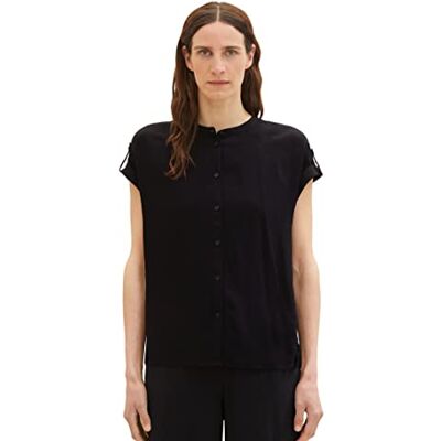 TOM TAILOR Damesblouse met losse pasvorm, 14482 Deep Black, 32 TOM TAILOR Damesblouse met losse pasvorm, 14482 Deep Black, 32