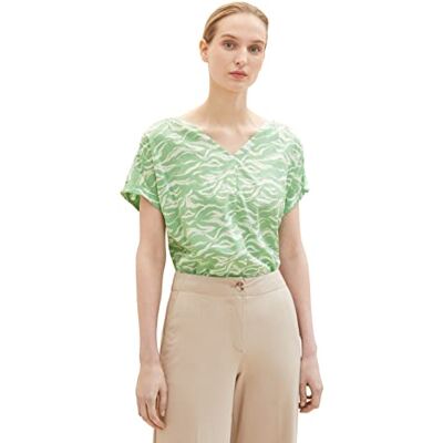 TOM TAILOR Dames blouse 1035256, 31574 Green Small Wavy Design, 32 TOM TAILOR Dames blouse 1035256, 31574 Green Small Wavy Design, 32