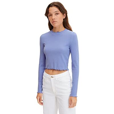 Tom Tailor Denim Dames Cropped shirt met lange mouwen 1032820, 30029 Calm Lavender, XL Tom Tailor Denim Dames Cropped shirt met lange mouwen 1032820, 30029 Calm Lavender, XL