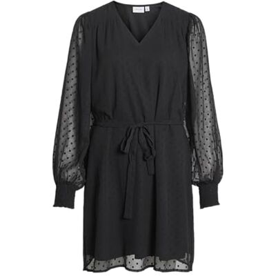 VILA Viedee V-hals L/S jurk, zwart, 38 VILA Viedee V-hals L/S jurk, zwart, 38