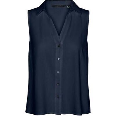 VERO MODA Dames Vmmymilo Sl V-hals Shirt WVN Ga Shirt, navy blazer, S VERO MODA Dames Vmmymilo Sl V-hals Shirt WVN Ga Shirt, navy blazer, S