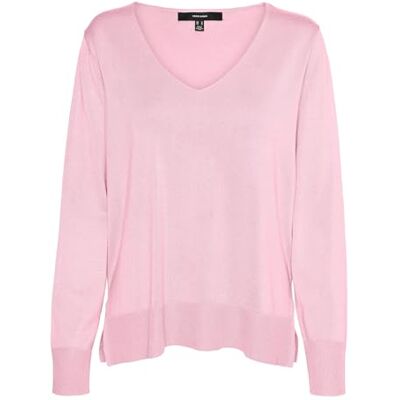 VERO MODA VMSILJE LS V-hals pullover GA NOOS, Pink-a-boo, S VERO MODA VMSILJE LS V-hals pullover GA NOOS, Pink-a-boo, S