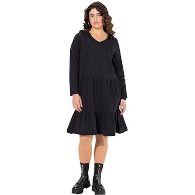 Ulla Popken Sweatjurk met capuchon, zwart, 46/48 NL Ulla Popken Sweatjurk met capuchon, zwart, 46/48 NL