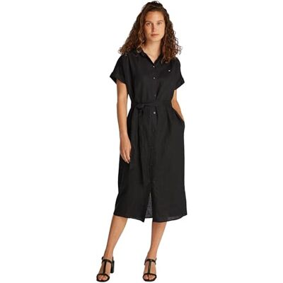 Tommy Hilfiger Ess Linen Belted S/S Midi Dress Ww0ww44653 dames ESS LINNEN RIEM S/S MIDI JURK WW0WW44653 Tommy Hilfiger Ess Linen Belted S/S Midi Dress Ww0ww44653 dames ESS LINNEN RIEM S/S MIDI JURK WW0WW44653