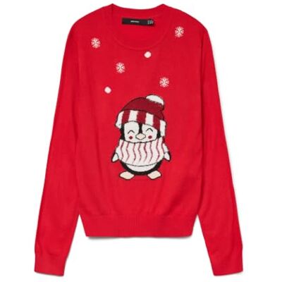 VERO MODA O-hals trui Xmas Box Vmcute Ls trui met ronde hals kerstdoos-motief, Chinees rood, L dames, Chinees rood., L VERO MODA O-hals trui Xmas Box Vmcute Ls trui met ronde hals kerstdoos-motief, Chinees rood, L dames, Chinees rood., L