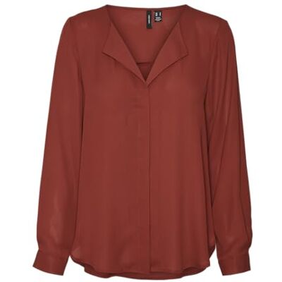 VERO MODA VMPOEL LS Collar Shirt WVN GA, Fired Brick, L VERO MODA VMPOEL LS Collar Shirt WVN GA, Fired Brick, L