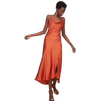 Trendyol Dames Degaje-kraagjurk. Dress Nacht, kaneel, 34 Trendyol Dames Degaje-kraagjurk. Dress Nacht, kaneel, 34