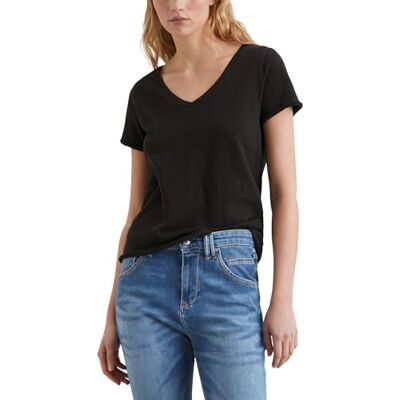 Marc O'Polo 51135 dames Dames T-shirt met V-hals, comfortabel bovendeel van biologisch katoen, urban shirt met korte mouwen voor vrouwen Marc O'Polo 51135 dames Dames T-shirt met V-hals, comfortabel bovendeel van biologisch katoen, urban shirt met korte mouwen voor vrouwen