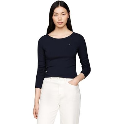 Tommy Hilfiger CK Jeans Dames Slim 5X2 Rib O-NK LS WW0WW38869 Overige T-shirts, Desert Sky, XXS, Blauw (Woestijnhemel), XXS Tommy Hilfiger CK Jeans Dames Slim 5X2 Rib O-NK LS WW0WW38869 Overige T-shirts, Desert Sky, XXS, Blauw (Woestijnhemel), XXS