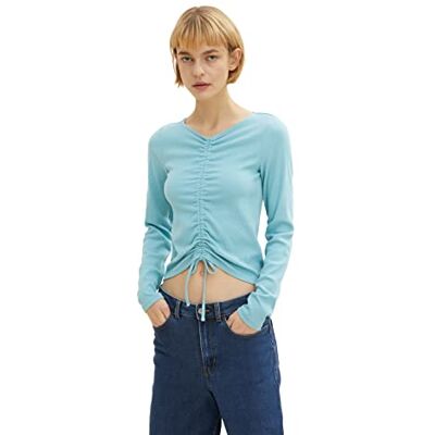 Tom Tailor Denim Dames Shirt met lange mouwen en 1034833, 30271 Bright Reef Blue, XXL Tom Tailor Denim Dames Shirt met lange mouwen en 1034833, 30271 Bright Reef Blue, XXL