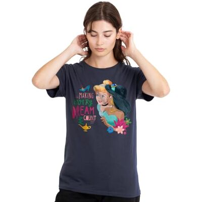 Disney prinses Assepoester, Jasmine Making Every Dream Count dames T-shirt, diep marineblauw, groot, Diepe marine, L Disney prinses Assepoester, Jasmine Making Every Dream Count dames T-shirt, diep marineblauw, groot, Diepe marine, L