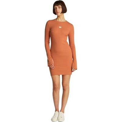 Calvin Jeans Dames geweven label rib korte jurk J20J225112 bodycon jurk, bruin (Aragon), S, Bruin (Aragon), S Calvin Jeans Dames geweven label rib korte jurk J20J225112 bodycon jurk, bruin (Aragon), S, Bruin (Aragon), S