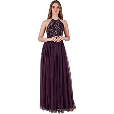 Maya Deluxe Dames bruidsmeisjesjurk maxi-jurk halster pailletten Embellished eindejaarsbal bruiloft bruidsmeisjesjurk dames, Bessen, 52 NL Maya Deluxe Dames bruidsmeisjesjurk maxi-jurk halster pailletten Embellished eindejaarsbal bruiloft bruidsmeisjesjurk dames, Bessen, 52 NL