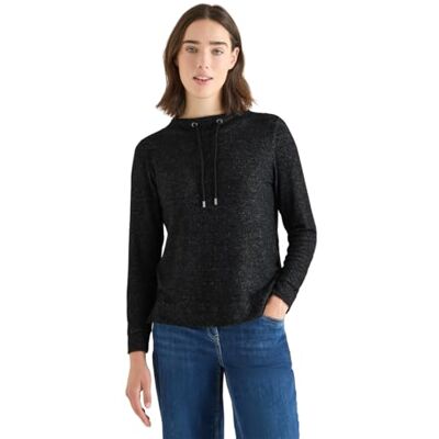 Cecil Cosy Melange Shirt met lange mouwen Black Melange L Cecil Cosy Melange Shirt met lange mouwen Black Melange L