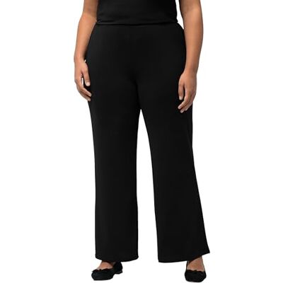 Ulla Popken Dameskleding Plus Size Curvy Oversized Matte Jersey Wijde Pijpen Pocket Broek 806364, Zwart, 40W x 30L Ulla Popken Dameskleding Plus Size Curvy Oversized Matte Jersey Wijde Pijpen Pocket Broek 806364, Zwart, 40W x 30L