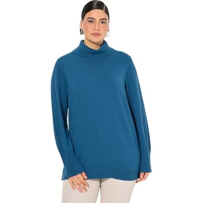 Ulla Popken Basic coltrui met gebreide details dames Trui Oversized, plus size, trui met rolkraag, hoge geribbelde manchetten en lange mouwen 799922 Ulla Popken Basic coltrui met gebreide details dames Trui Oversized, plus size, trui met rolkraag, hoge geribbelde manchetten en lange mouwen 799922