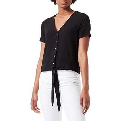 Tom Tailor Denim Dames Blouse met binddetail 1031751, 14482 Deep Black, XS Tom Tailor Denim Dames Blouse met binddetail 1031751, 14482 Deep Black, XS