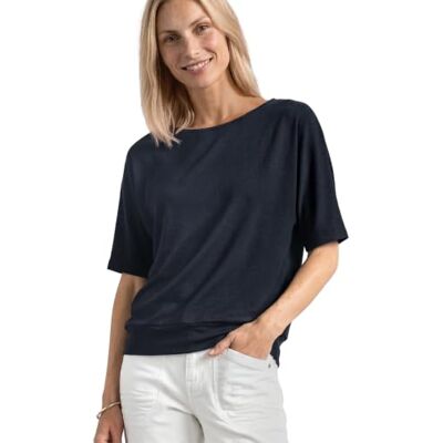 Street One Basic shirt met boothals en elastische tailleband Darkest Blue 38 Street One Basic shirt met boothals en elastische tailleband Darkest Blue 38