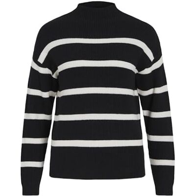 VILA Gebreide damestrui, Zwart/Stripes: wit Alyssum, S VILA Gebreide damestrui, Zwart/Stripes: wit Alyssum, S