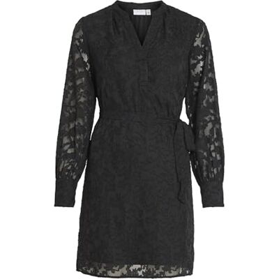 VILA VIFLEMA V-hals L/S korte jurk NOOS, zwart beauty, 38 VILA VIFLEMA V-hals L/S korte jurk NOOS, zwart beauty, 38