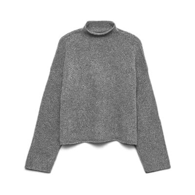 VERO MODA Vmmirla Ls Highneck Pullover, Medium grijs (grey melange), S VERO MODA Vmmirla Ls Highneck Pullover, Medium grijs (grey melange), S