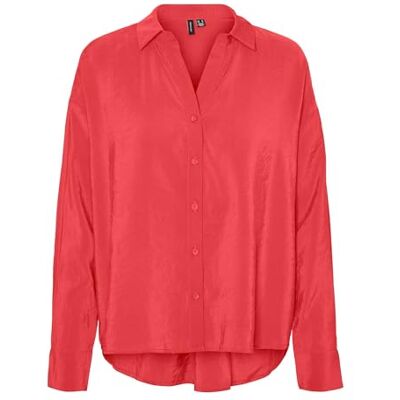 VERO MODA Dames Vmqueeny Ls Oversize shirt WVN Ga Noos shirt met lange mouwen, cayenne, XS VERO MODA Dames Vmqueeny Ls Oversize shirt WVN Ga Noos shirt met lange mouwen, cayenne, XS