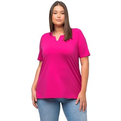 Ulla Popken Dames A-lijn, tuniekhals, halve mouwen T-shirt, Fuchsia pink., 42/44 Ulla Popken Dames A-lijn, tuniekhals, halve mouwen T-shirt, Fuchsia pink., 42/44