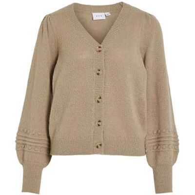VILA Vituli V-hals glitter gebreide cardigan/Pb, savannah tan, S VILA Vituli V-hals glitter gebreide cardigan/Pb, savannah tan, S
