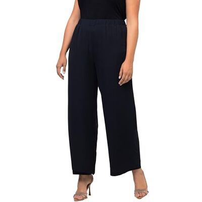 Ulla Popken Dames chiffonbroek broek, marineblauw, 54/56/Grote Maten Ulla Popken Dames chiffonbroek broek, marineblauw, 54/56/Grote Maten