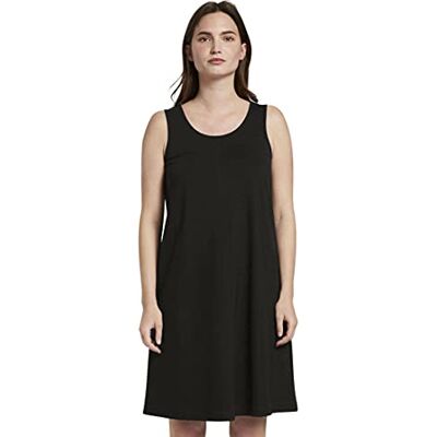 Tom Tailor Denim TOM TAILOR mine to five Dames Mouwloze jersey-jurk in A-lijn 1020715, 14482 Deep Black, 36 Tom Tailor Denim TOM TAILOR mine to five Dames Mouwloze jersey-jurk in A-lijn 1020715, 14482 Deep Black, 36