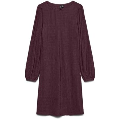 VERO MODA Vmclara Ls Short Dress JRS Ga Bf, Winetasting, XS VERO MODA Vmclara Ls Short Dress JRS Ga Bf, Winetasting, XS