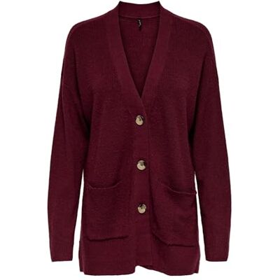 ONLY Dames Onlibi Ls Rib Loose Cardigan Cc KNT, Cabernet, L ONLY Dames Onlibi Ls Rib Loose Cardigan Cc KNT, Cabernet, L