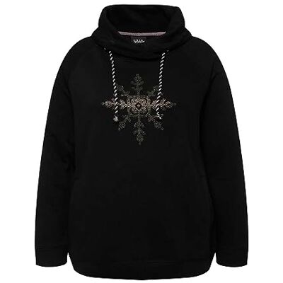 Ulla Popken Dames Sweatshirt met Strass Ice Star, Zwart, 46-48, Zwart, 46-48 Ulla Popken Dames Sweatshirt met Strass Ice Star, Zwart, 46-48, Zwart, 46-48