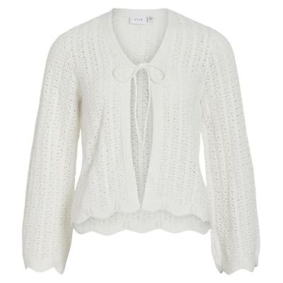 VILA Vinoi L/S String Knit Cardigan, wit (snow white), M VILA Vinoi L/S String Knit Cardigan, wit (snow white), M