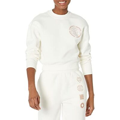 Amazon Essentials Dames bijgesneden drop-shoulder sweatshirt (verkrijgbaar in grote maten), eierschaalwit, XXL Amazon Essentials Dames bijgesneden drop-shoulder sweatshirt (verkrijgbaar in grote maten), eierschaalwit, XXL