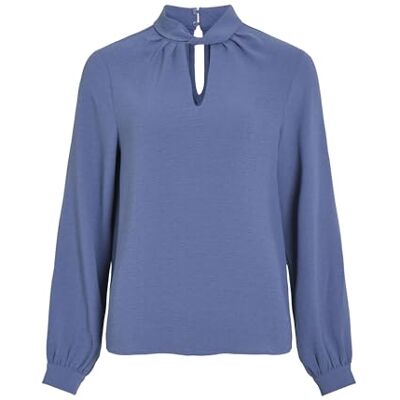 VILA Damestop met lange mouwen en hoge hals, Bijou Blue., 40 VILA Damestop met lange mouwen en hoge hals, Bijou Blue., 40