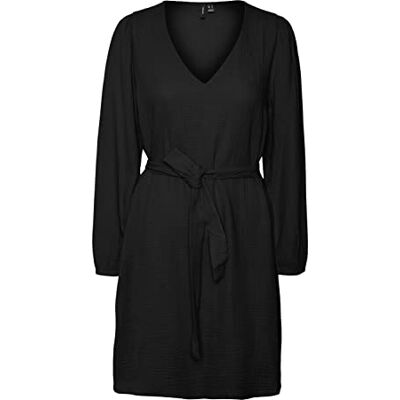 VERO MODA Vmnatali Nia Ls Short Dress WVN jurk voor dames, zwart, S VERO MODA Vmnatali Nia Ls Short Dress WVN jurk voor dames, zwart, S
