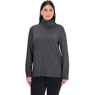 Ulla Popken dames grote maten grote maten plus size coltrui trui brede geribbelde manchetten lange mouwen, Antraciet melange., 58-60 Ulla Popken dames grote maten grote maten plus size coltrui trui brede geribbelde manchetten lange mouwen, Antraciet melange., 58-60