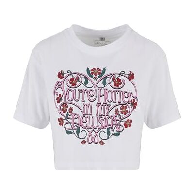 Dames T-shirt Hotter Delusion Ladies Short Overized Tee, Buikvrij T-shirt voor vrouwen, T-shirt met print op de voorkant, katoen, wit, S Dames T-shirt Hotter Delusion Ladies Short Overized Tee, Buikvrij T-shirt voor vrouwen, T-shirt met print op de voorkant, katoen, wit, S