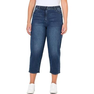 Ulla Popken Dames Mom, conische pijpen, comfortabele denim jeans, donkerblauw (dark blue denim), 42W / 32L Ulla Popken Dames Mom, conische pijpen, comfortabele denim jeans, donkerblauw (dark blue denim), 42W / 32L