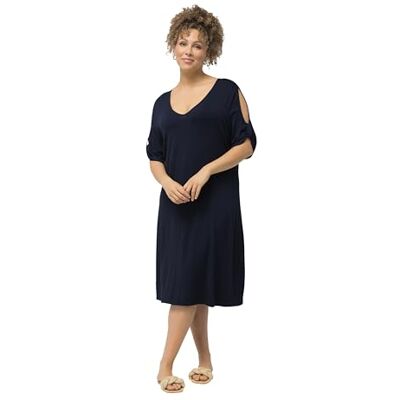 Ulla Popken Strandjurk voor dames, Heather jurk, marineblauw, 46/48 NL Ulla Popken Strandjurk voor dames, Heather jurk, marineblauw, 46/48 NL
