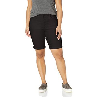 NYDJ womens Plus Size Briella Shorts With Roll Cuffs Slimming & Flattering Fit Jeans, Black, 14 US NYDJ womens Plus Size Briella Shorts With Roll Cuffs Slimming & Flattering Fit Jeans, Black, 14 US