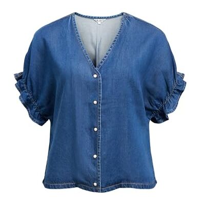 Object Objframe 2/4 V-hals Re Top Noos Medium Denim, blauw, 42 dames Object Objframe 2/4 V-hals Re Top Noos Medium Denim, blauw, 42 dames