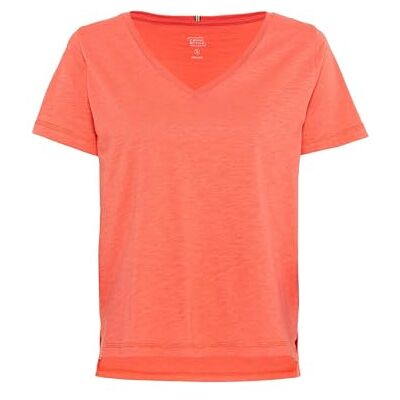 camel active T-shirt met V-hals voor dames van biologisch katoen, meloen, S camel active T-shirt met V-hals voor dames van biologisch katoen, meloen, S