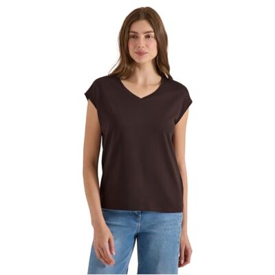 Cecil Dropped Shoulder Shirt met V-hals Bruin Cacao L Cecil Dropped Shoulder Shirt met V-hals Bruin Cacao L