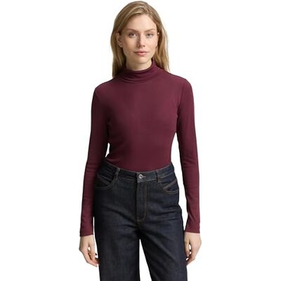 TOM TAILOR T-shirt met lange mouwen voor dames, 16427, bordeauxrood, XL TOM TAILOR T-shirt met lange mouwen voor dames, 16427, bordeauxrood, XL