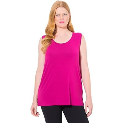 Ulla Popken Dames grote maten grote maten plus size top, klassieke pasvorm, ronde hals, stretch, brede bandjes, mouwloos, magenta, 46-48 Ulla Popken Dames grote maten grote maten plus size top, klassieke pasvorm, ronde hals, stretch, brede bandjes, mouwloos, magenta, 46-48