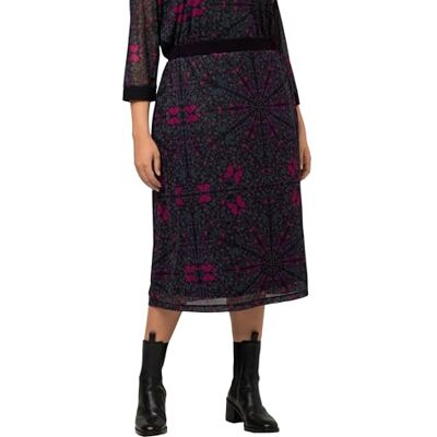 Ulla Popken , Dames, grote maten, mesh rok met print, zwart, 50-52 grote maten Ulla Popken , Dames, grote maten, mesh rok met print, zwart, 50-52 grote maten