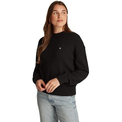 Calvin Jeans Dames Monogram Embro Crewneck Sweater J20J224802 Trui Trui, Zwart (Ck Black), XL, Zwart (Ck Zwart), XL Calvin Jeans Dames Monogram Embro Crewneck Sweater J20J224802 Trui Trui, Zwart (Ck Black), XL, Zwart (Ck Zwart), XL